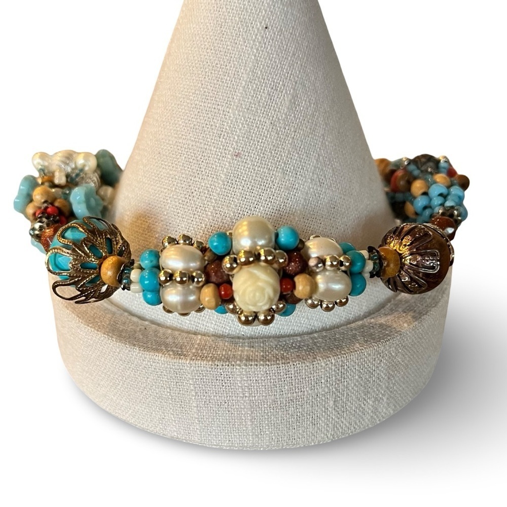 Vintage Pam Hiran Turquoise Beaded Bracelet